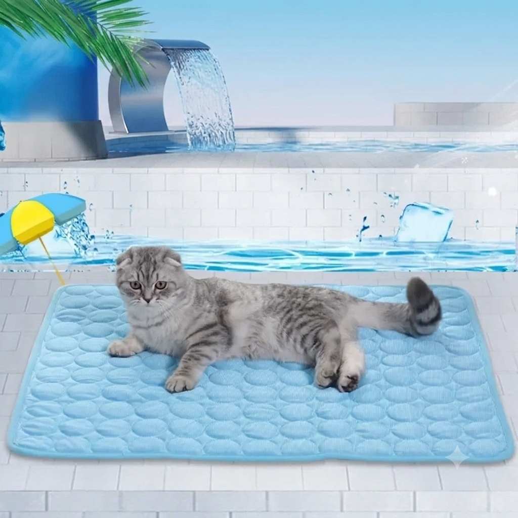 Tapis rafraîchissant pour chien & chat – Soie glacée respirante, lavable, spécial été